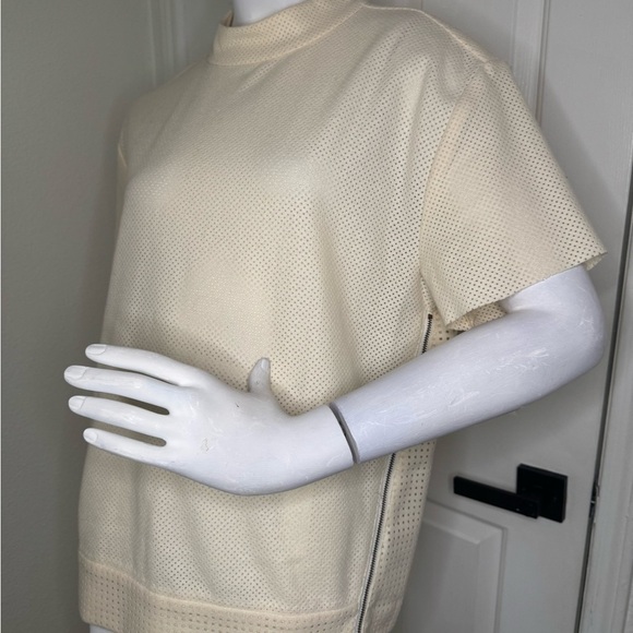 Zara Cream Short Sleeve Mesh Top Size Large. - Picture 5 of 10